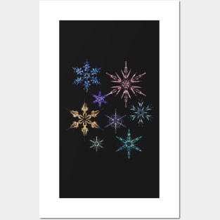 Sparkling snowflakes Posters and Art